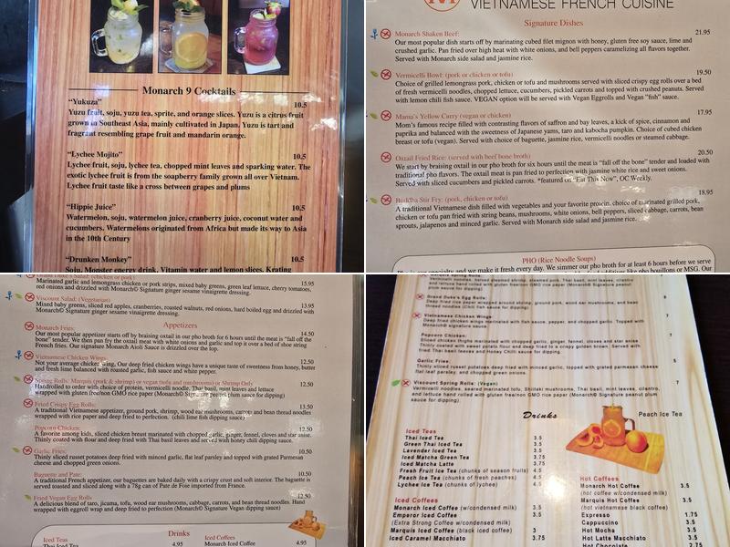 Monarch 9 Menu
