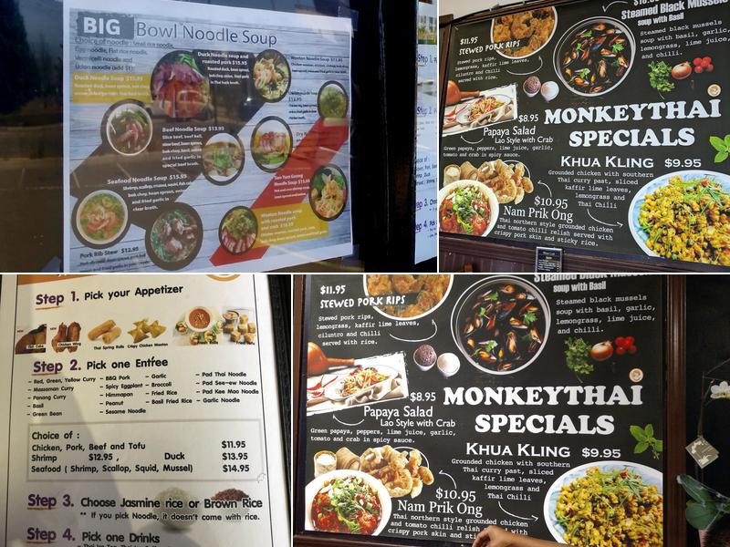 Monkey Thai Menu