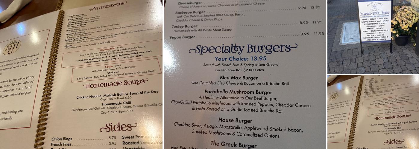 Montclair House Grill Menu