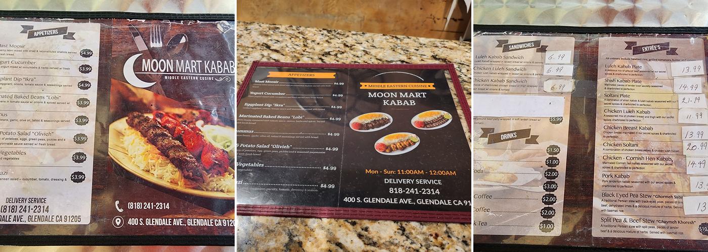 Moon Mart Kabab Menu