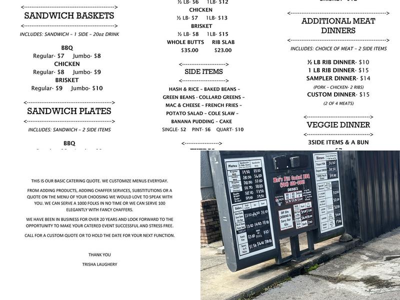 Mot's Pit Cooked Barbeque Menu