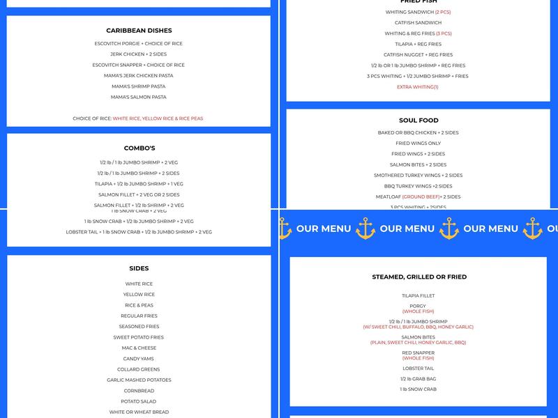 Mothers Seafood & More Menu