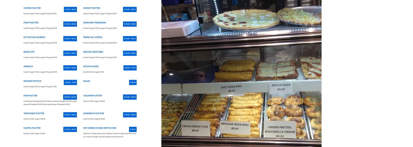 Mozzarella Kosher Menu