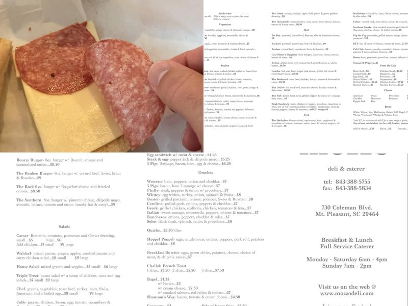 Mozzo Deli (Meeting St) Menu