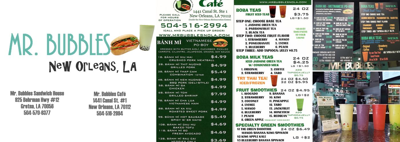 Mr. Bubbles Cafe Menu