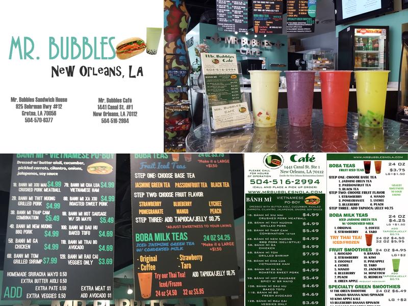 Mr. Bubbles Cafe Menu