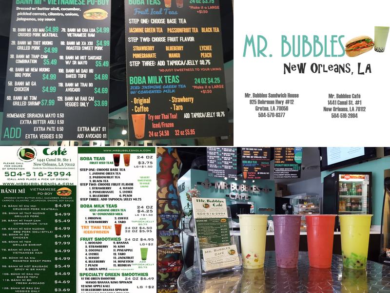 Mr. Bubbles Cafe Menu