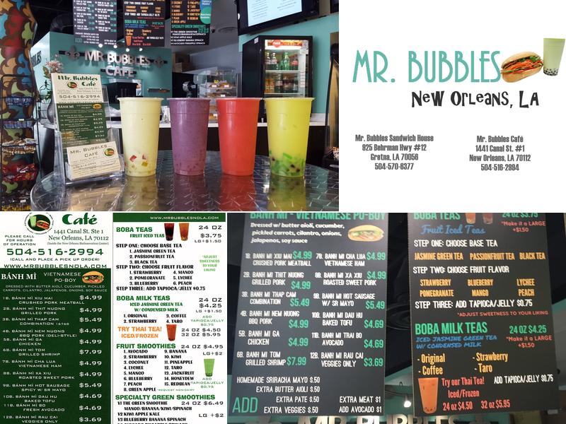 Mr. Bubbles Cafe Menu
