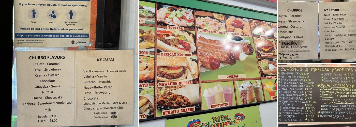 Mr. Churro Menu