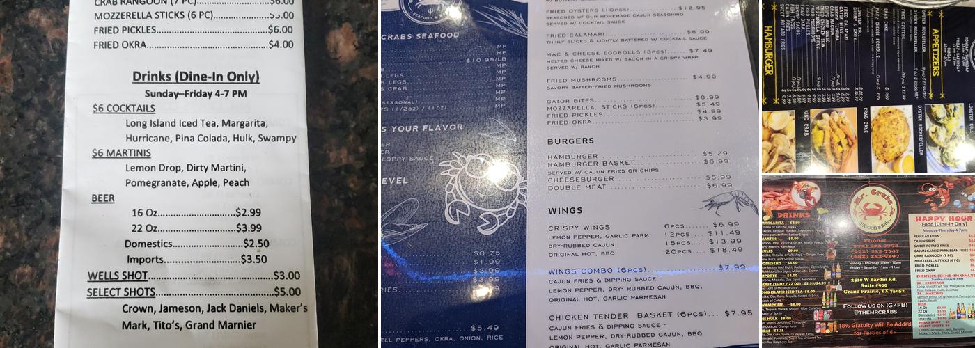 MR. Crab Menu