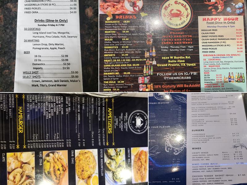 MR. Crab Menu