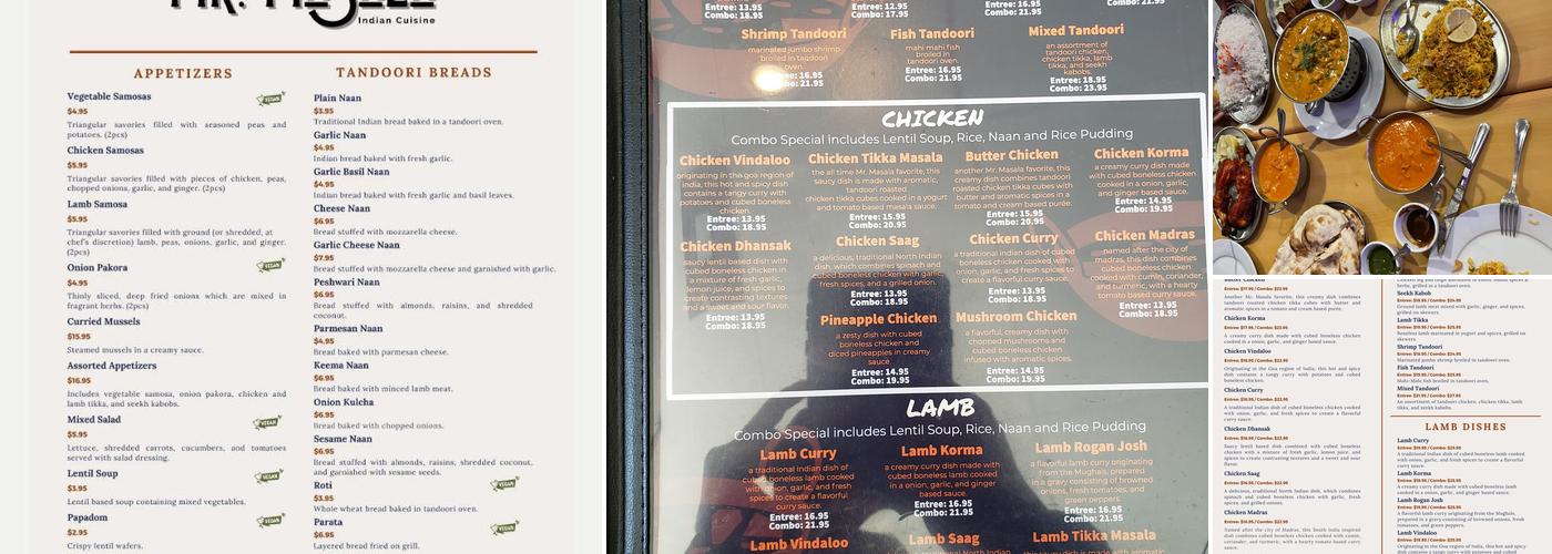 Mr. Masala Menu
