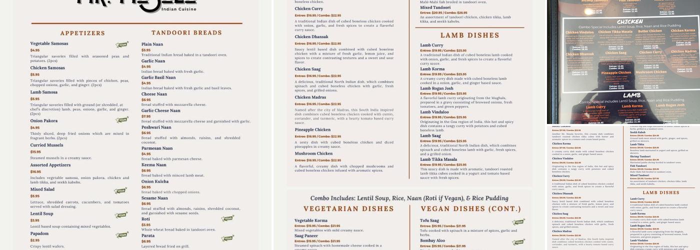 Mr. Masala Menu