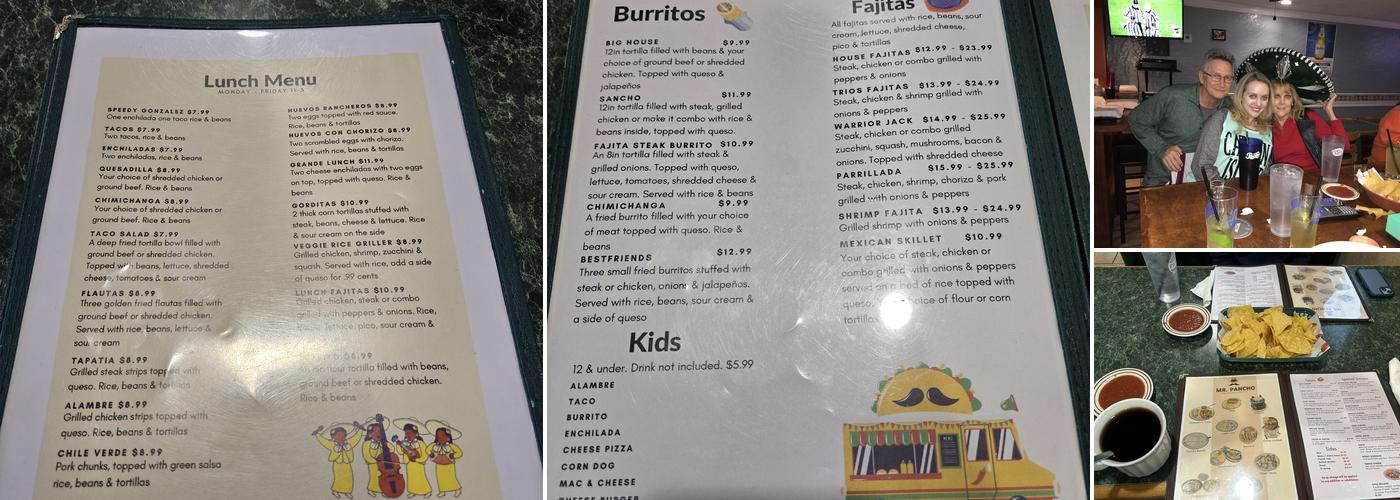 Mr. Pancho Mexican Grill & Cantina Menu