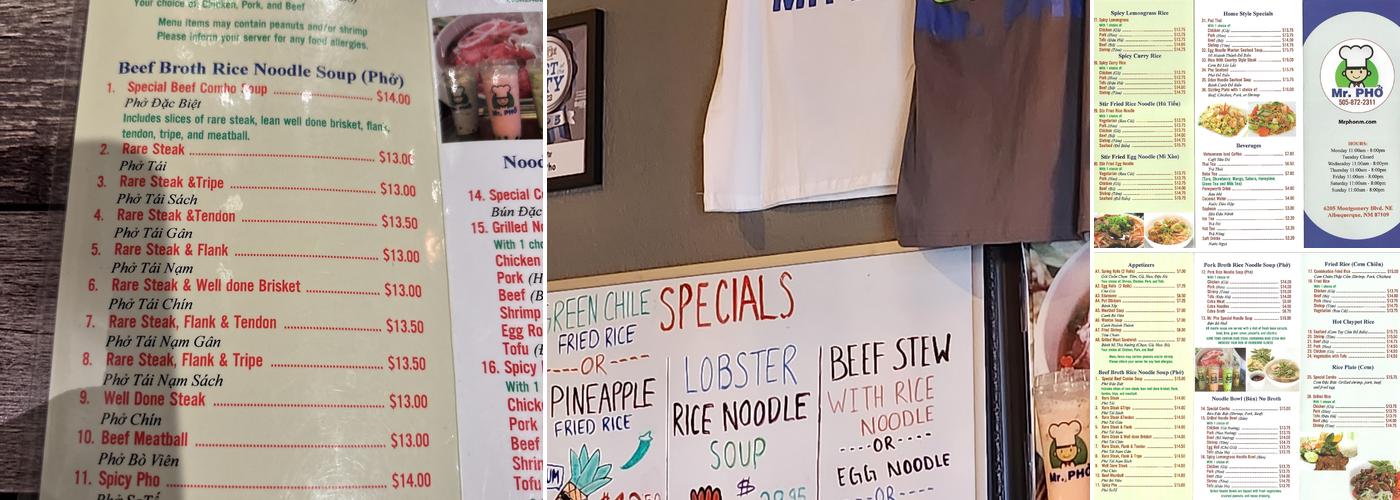 Mr. Pho Menu