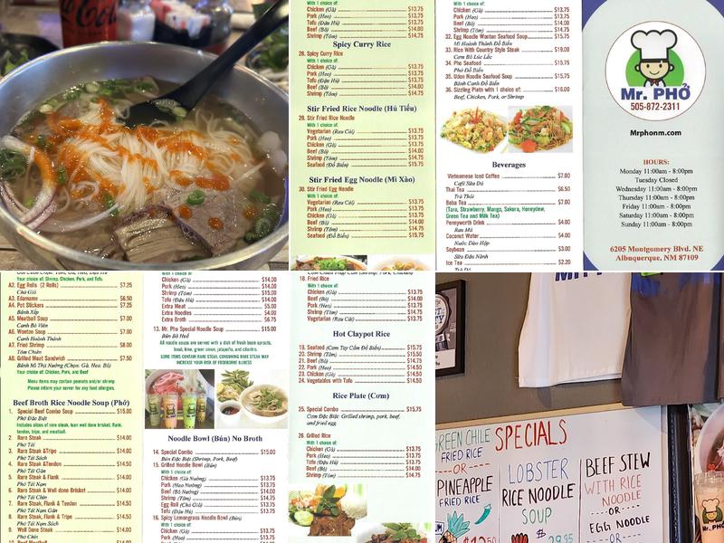 Mr. Pho Menu