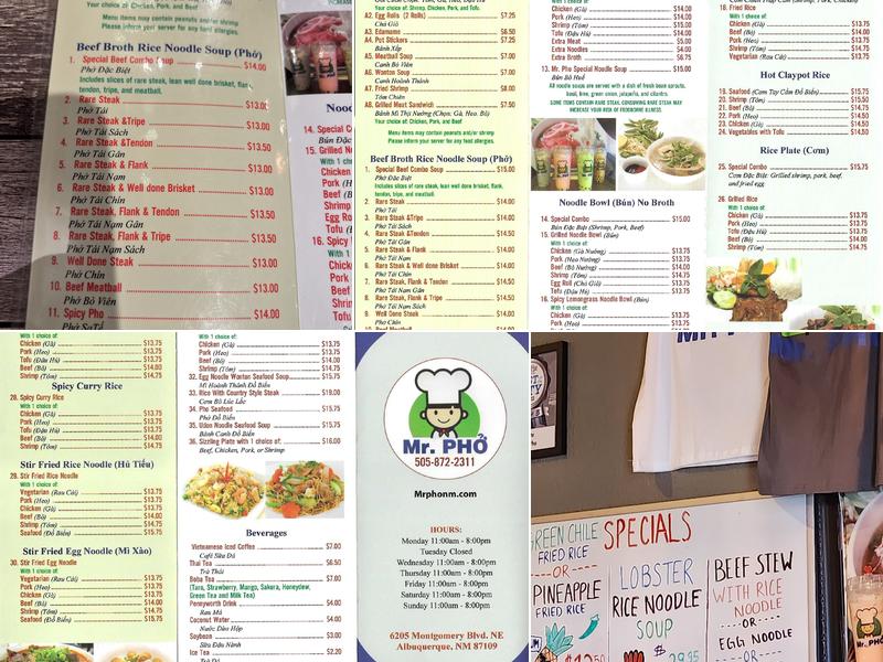 Mr. Pho Menu