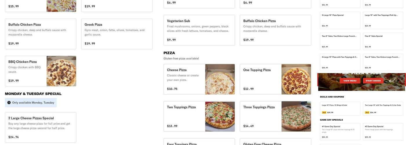 Mr Pizza & Subs Menu