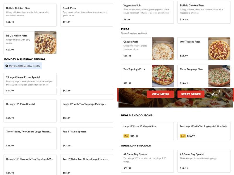 Mr Pizza & Subs Menu