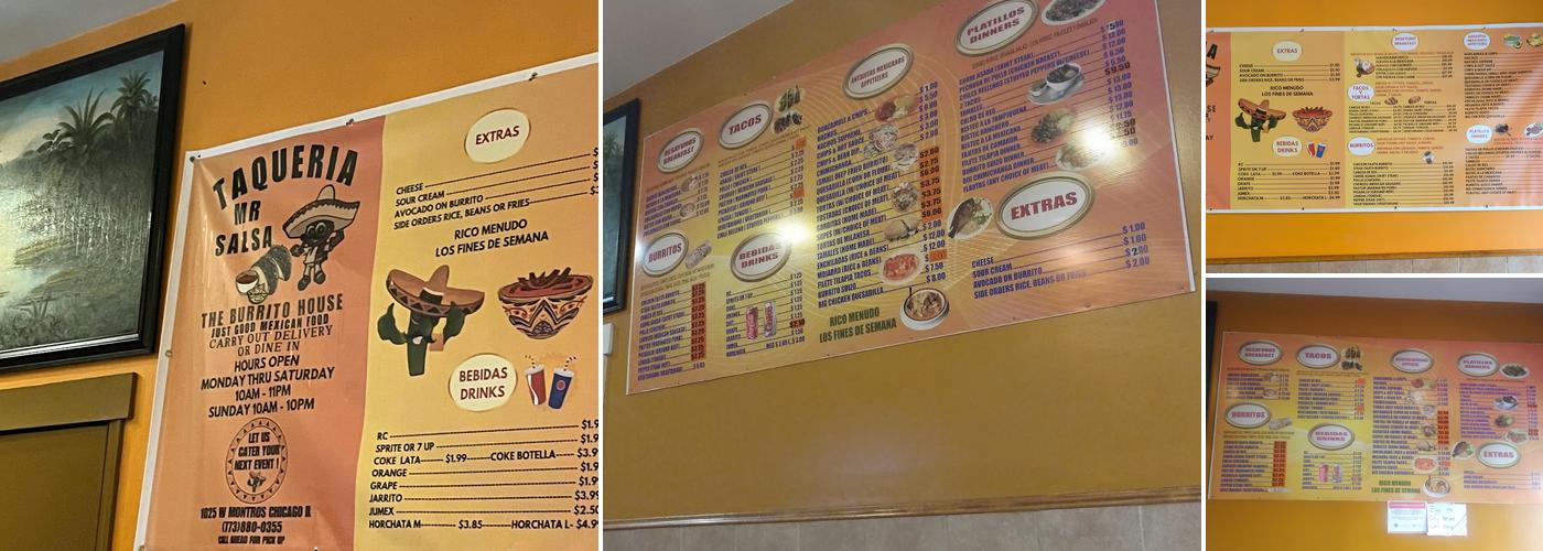 Mr Salsa Menu