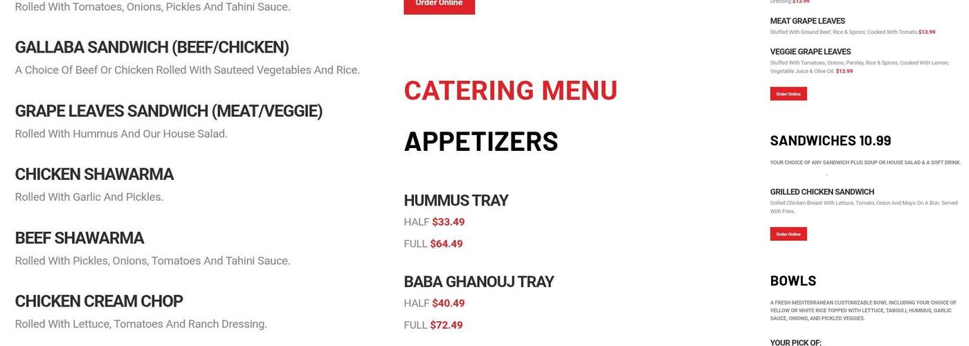 Mr. Shawarma Grille Menu