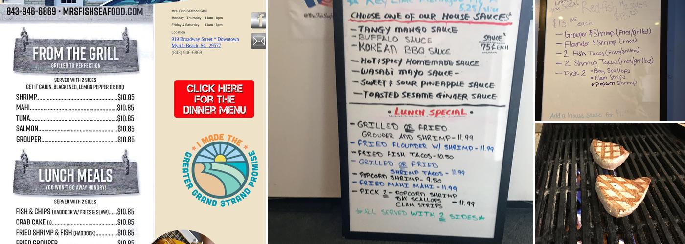 Mrs Fish Seafood Grill Menu