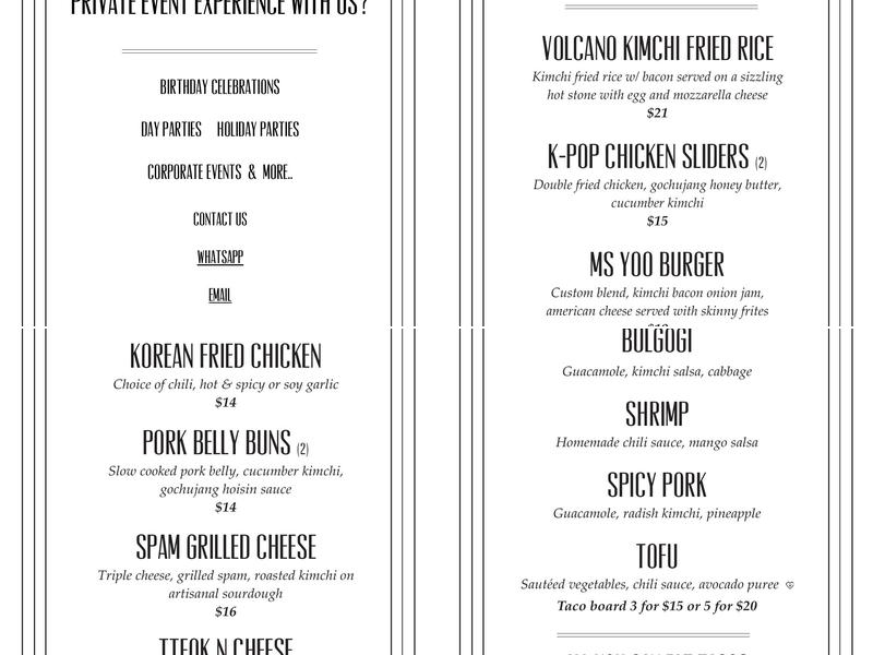 Ms. Yoo Menu