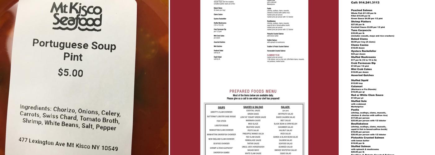 Mt Kisco Seafood Inc Menu