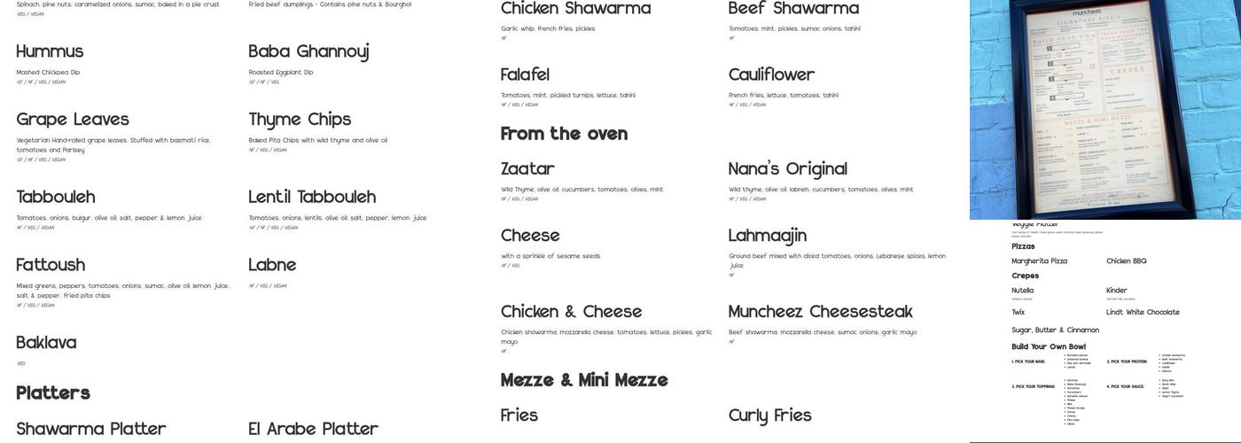 Muncheez Menu