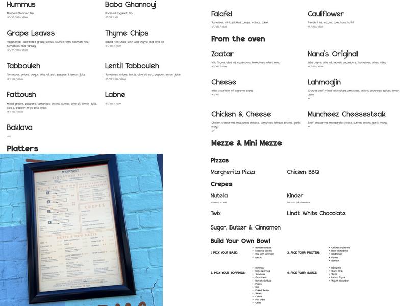 Muncheez Menu