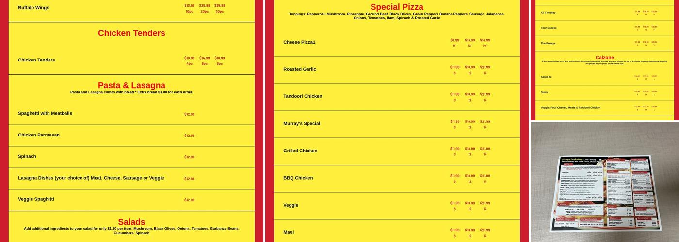 Murrays In A Hurry Menu