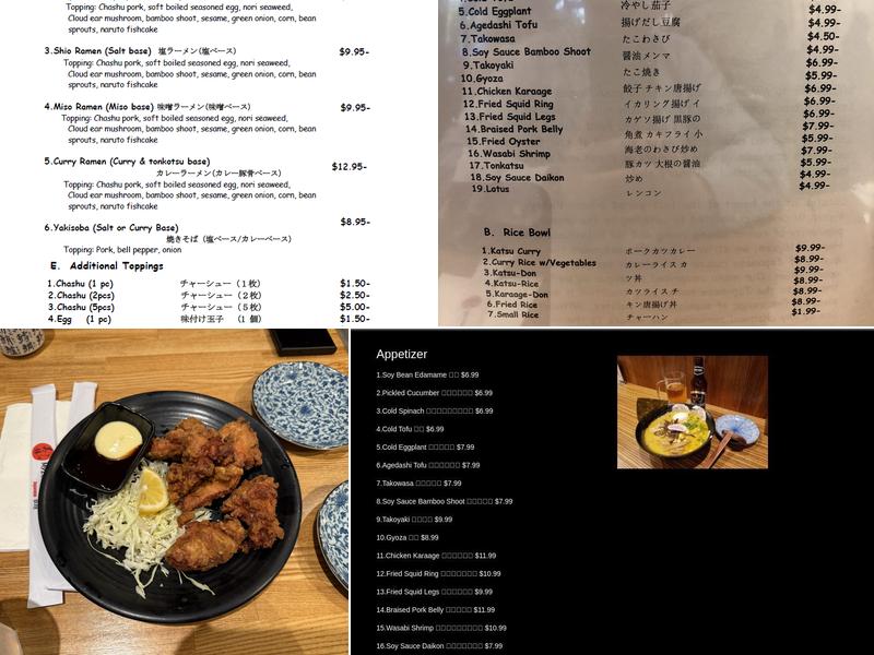 Myzen Ramen Menu
