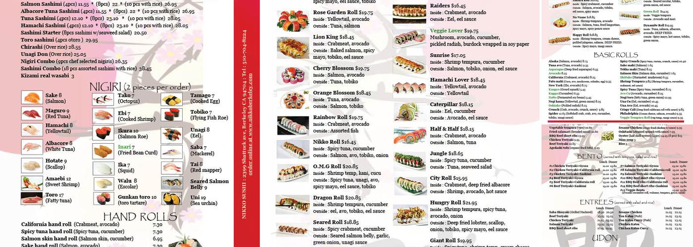 Nikko Sushi Menu