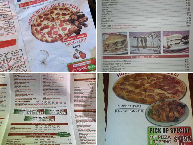 Napoli Pizzeria Menu