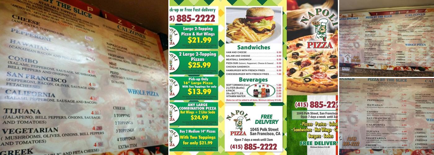 Napoli Pizza Menu