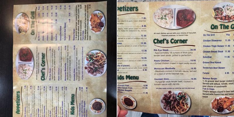 Natanya Glatt Kosher Menu