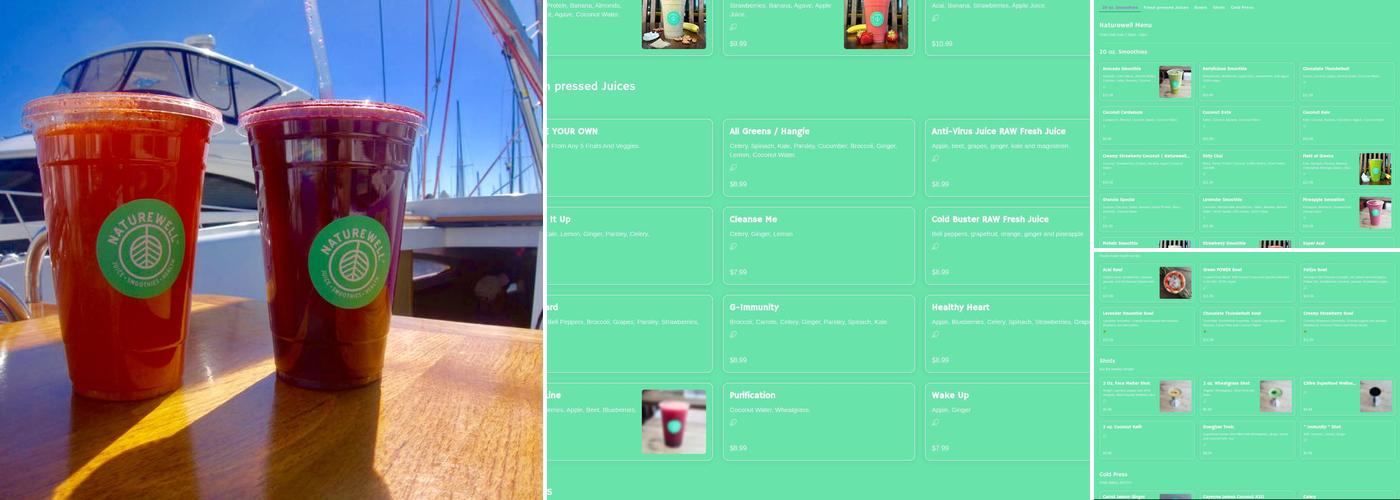 Naturewell Vegan Juice & Smoothies Menu