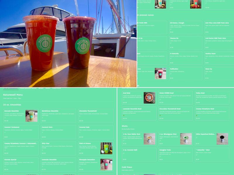 Naturewell Vegan Juice & Smoothies Menu