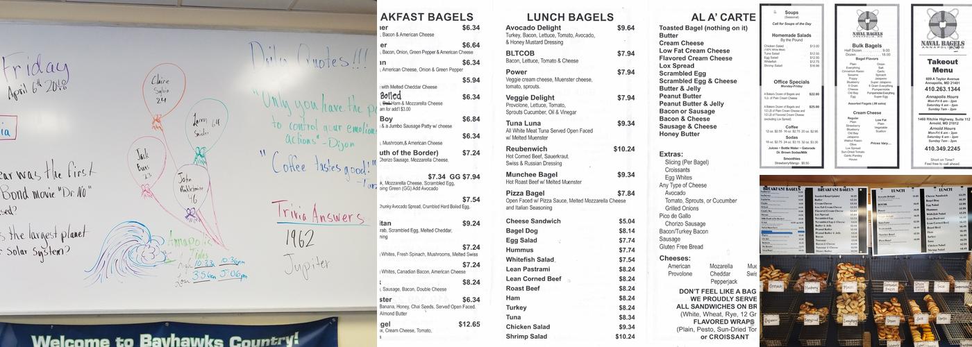 Naval Bagels Menu