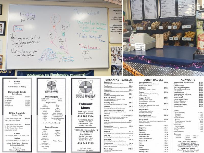 Naval Bagels Menu