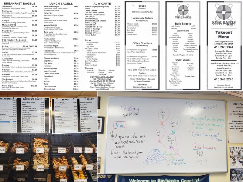 Naval Bagels Menu
