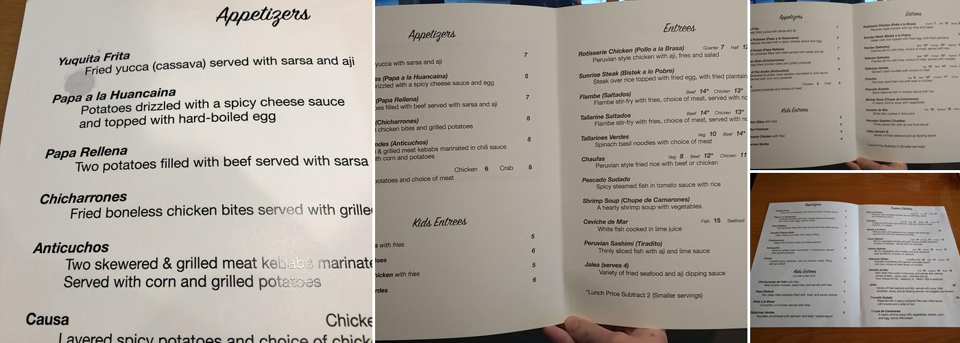 Nazca Grill and Peruvian Fusion Cuisine Menu