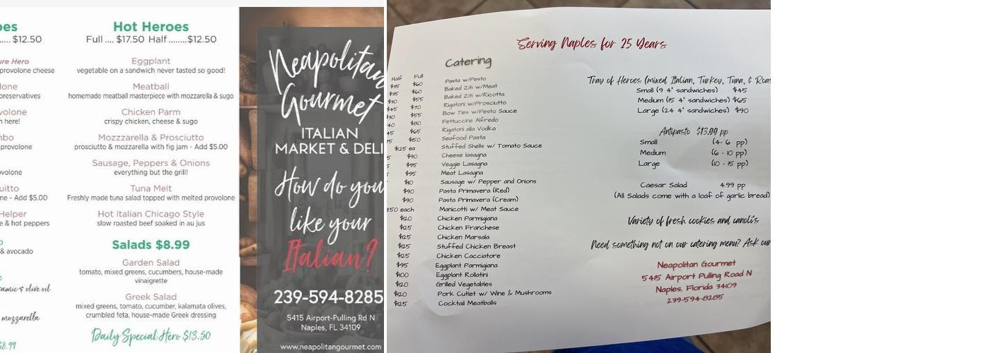 Neapolitan Gourmet Menu