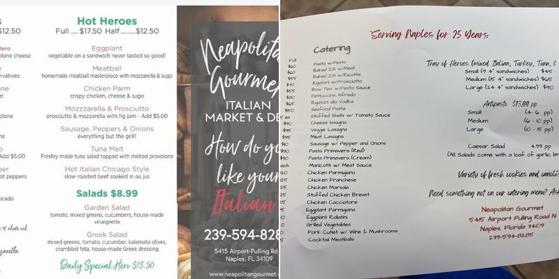 Neapolitan Gourmet Menu