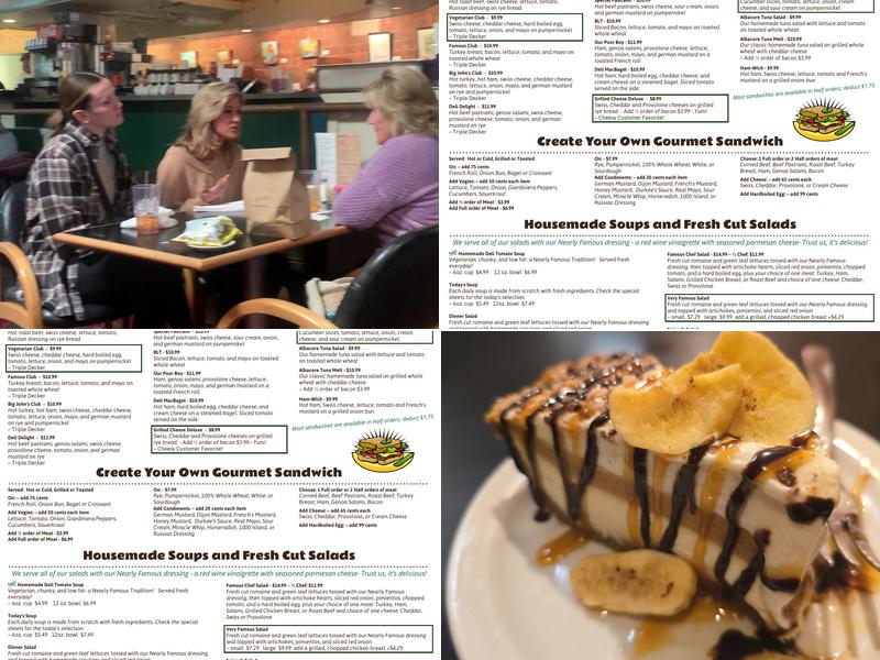 Nearly Famous Deli & Pasta House Menu