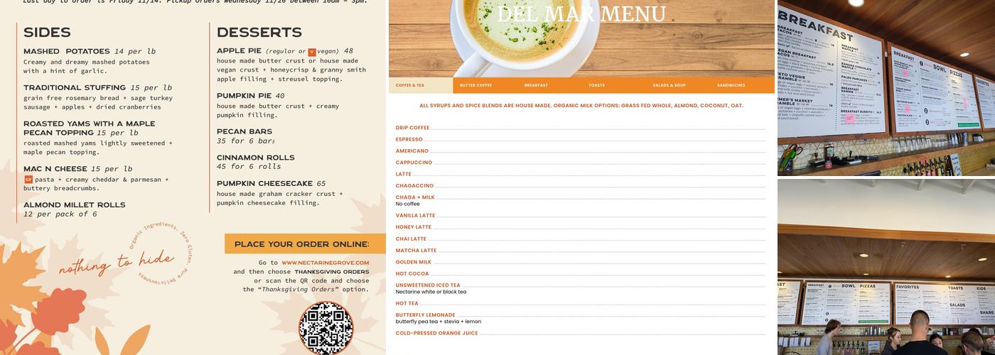 Nectarine Grove Menu