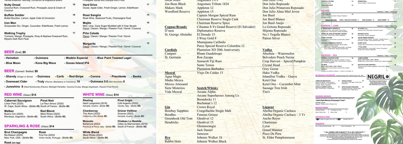 Negril BK Menu