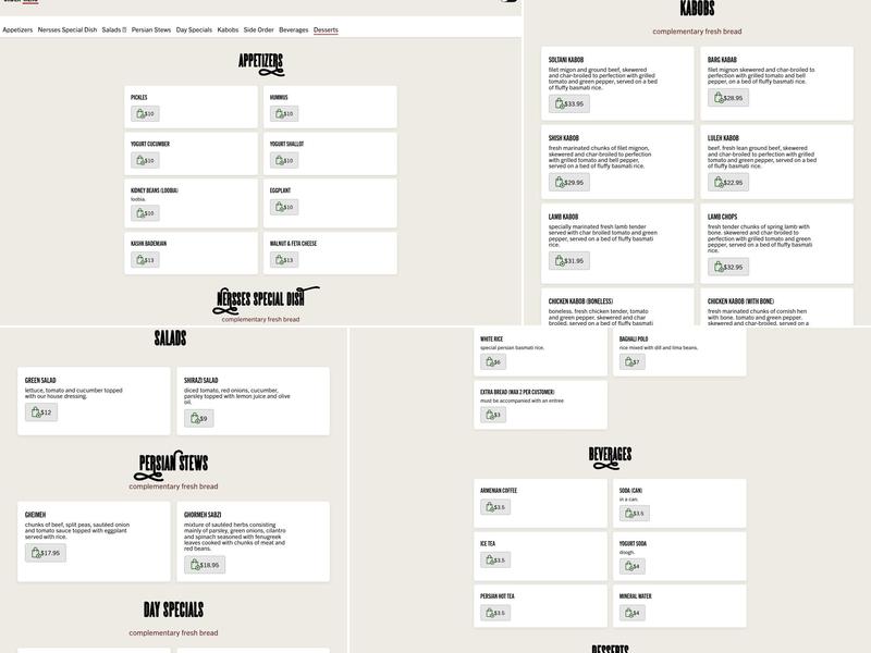 Nersses Vanak Restaurant Menu
