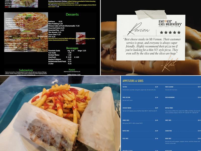 Never On Sunday Menu