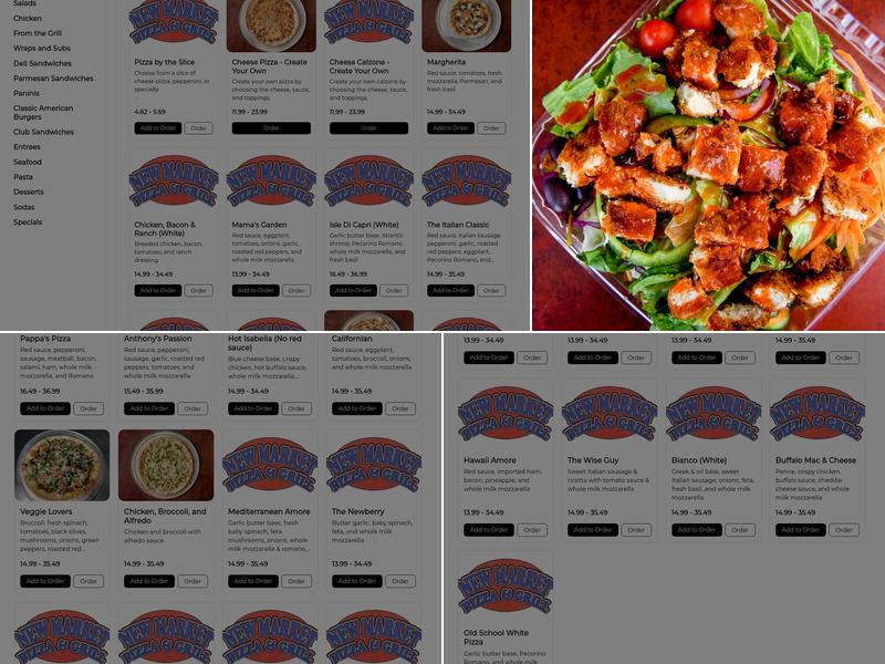 New Market Pizza Menu